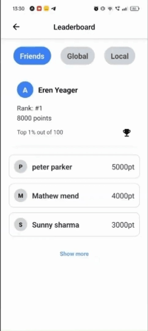 Gamification Leaderboard