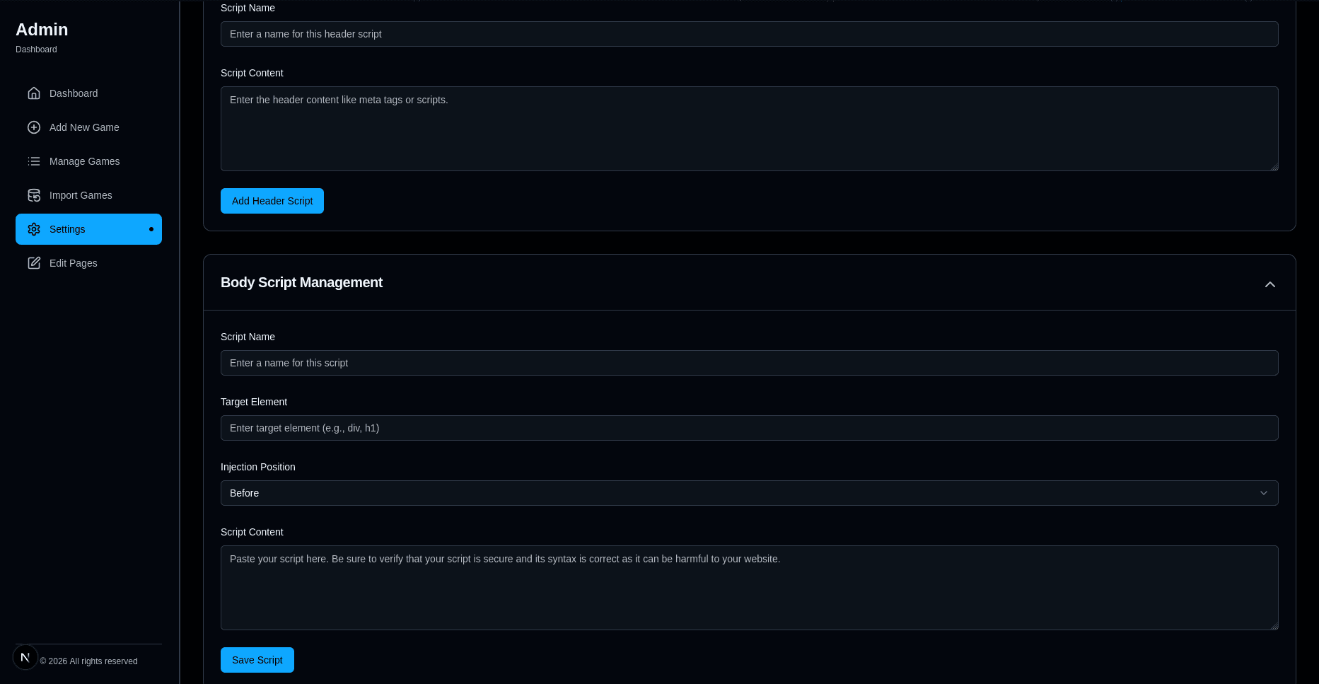 Dynamic Script Injection