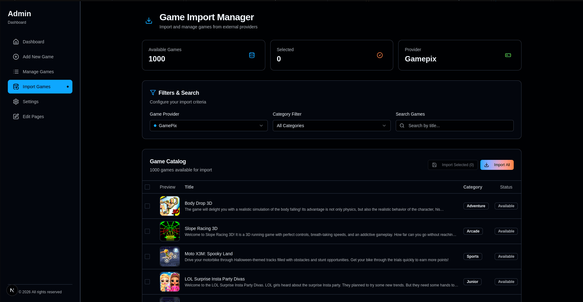 Mass Import Configuration